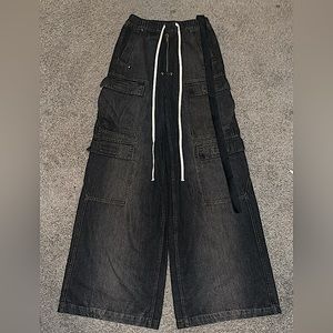 AUTHENTIC RICK OWENS DRKSHDW Dark Denim Wash Double Cargo Jumbo Belas